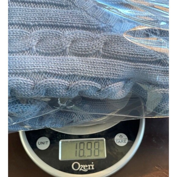 LL Bean Sweater Women Medium M Blue Cable Knit V Neck Cotton Long Sleeve - Picture 10 of 10